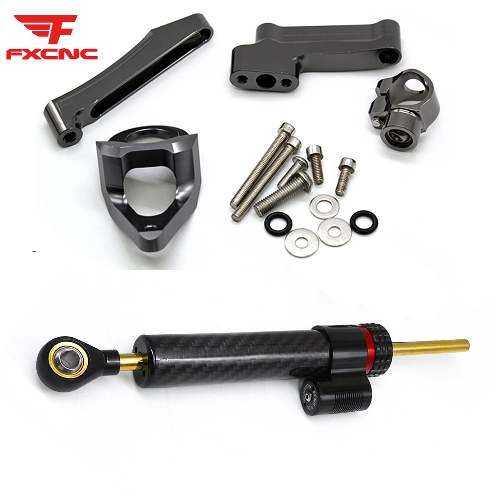 Steering Damper Stabilizer Kit Cnc - Amortisseur de moto en carbone pour